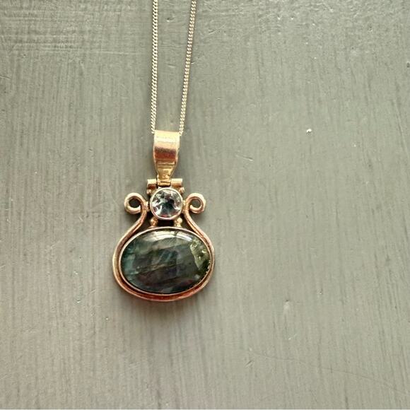 925 Sterling Silver Blue Topaz Labradorite Pendant Necklace 

Preowned - Picture 12 of 12